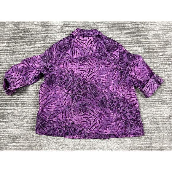 French Laundry Top Womens 1X Purple Semi Sheer Button Up‎ Casual - Picture 7 of 12